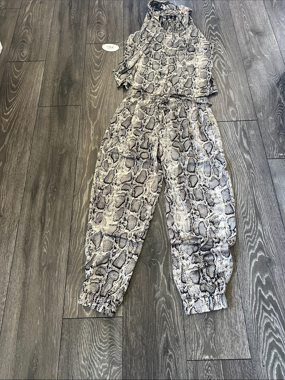 bishop + young Neutral Snake-Print Sleeveless Jumpsuit